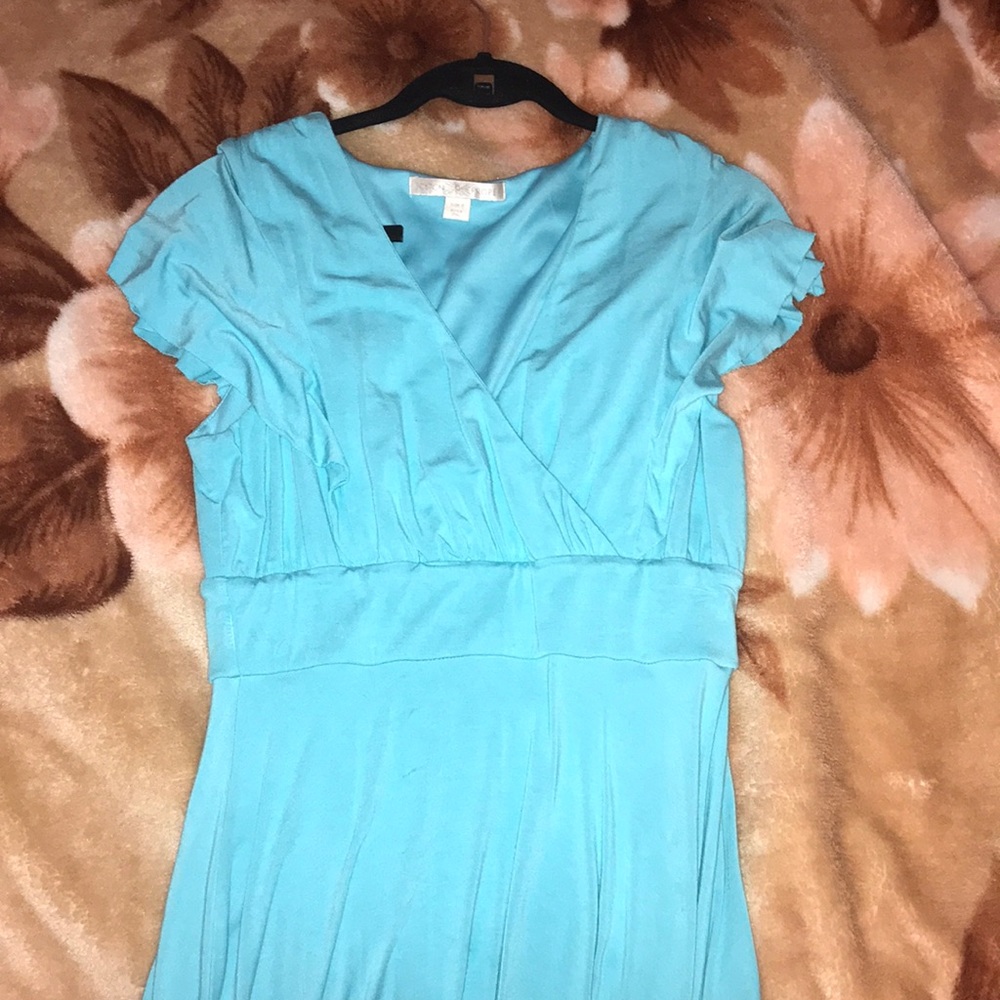 blue boston proper flared sleeve dress